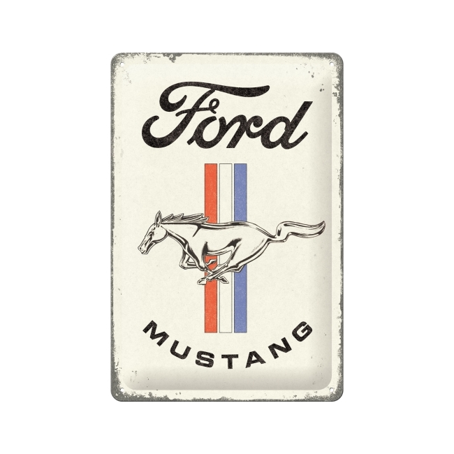 Nostalgic-Art Medium Metal Sign Ford Mustang Horse and Stripes