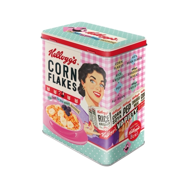 Nostalgic-Art Tin Storage Box Large Kellogg's Happy Hostess Corn Flakes
