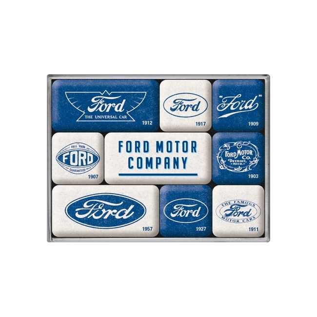 Nostalgic-Art 9pc Magnet Set Ford Logo Evolution