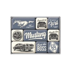 Nostalgic-Art 9pc Magnet Set Ford Mustang The Boss
